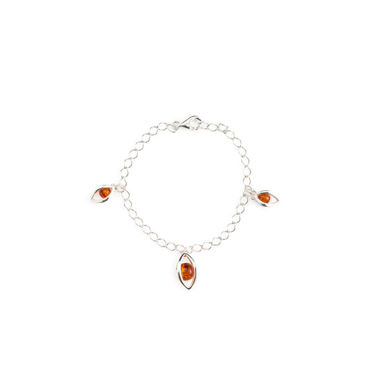 Bracciale con Charms in Ambra Cognac Navette