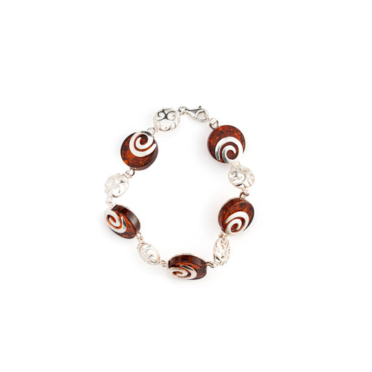 Bracciale in Ambra Cognac con Spirali