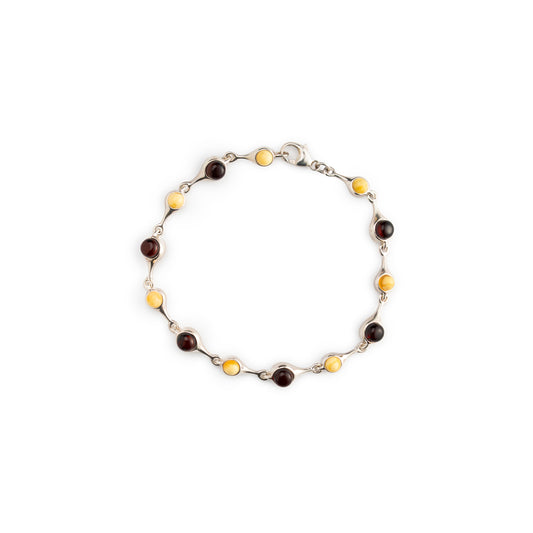 Bracciale in Argento con Ambra Miele e Ambra Scura