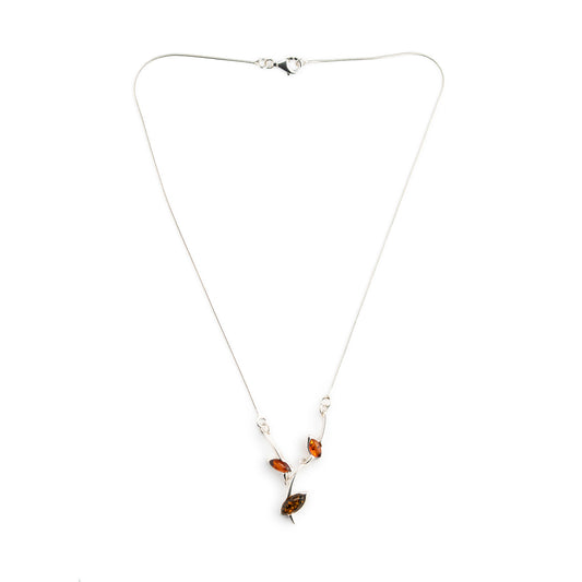 Collana Ramo in Ambra Cognac e Argento