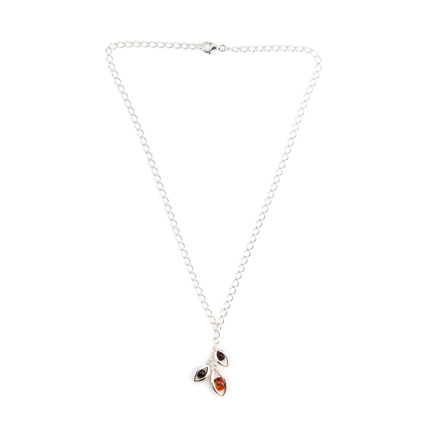 Collana Ramo con Foglie in Ambra e Argento