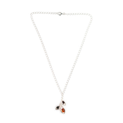 Collana Ramo con Foglie in Ambra e Argento