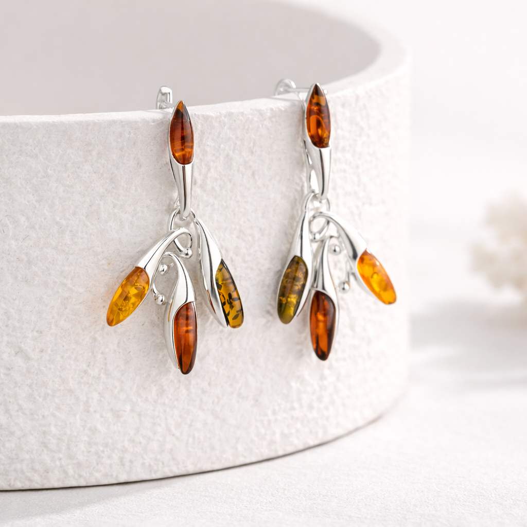 Orecchini in Ambra Multicolore a Navette