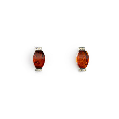 Orecchini in Ambra Cognac con Zirconi