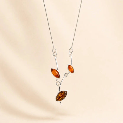 Collana Ramo in Ambra Cognac e Argento