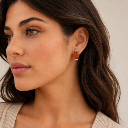 Orecchini in Ambra Cognac con Zirconi